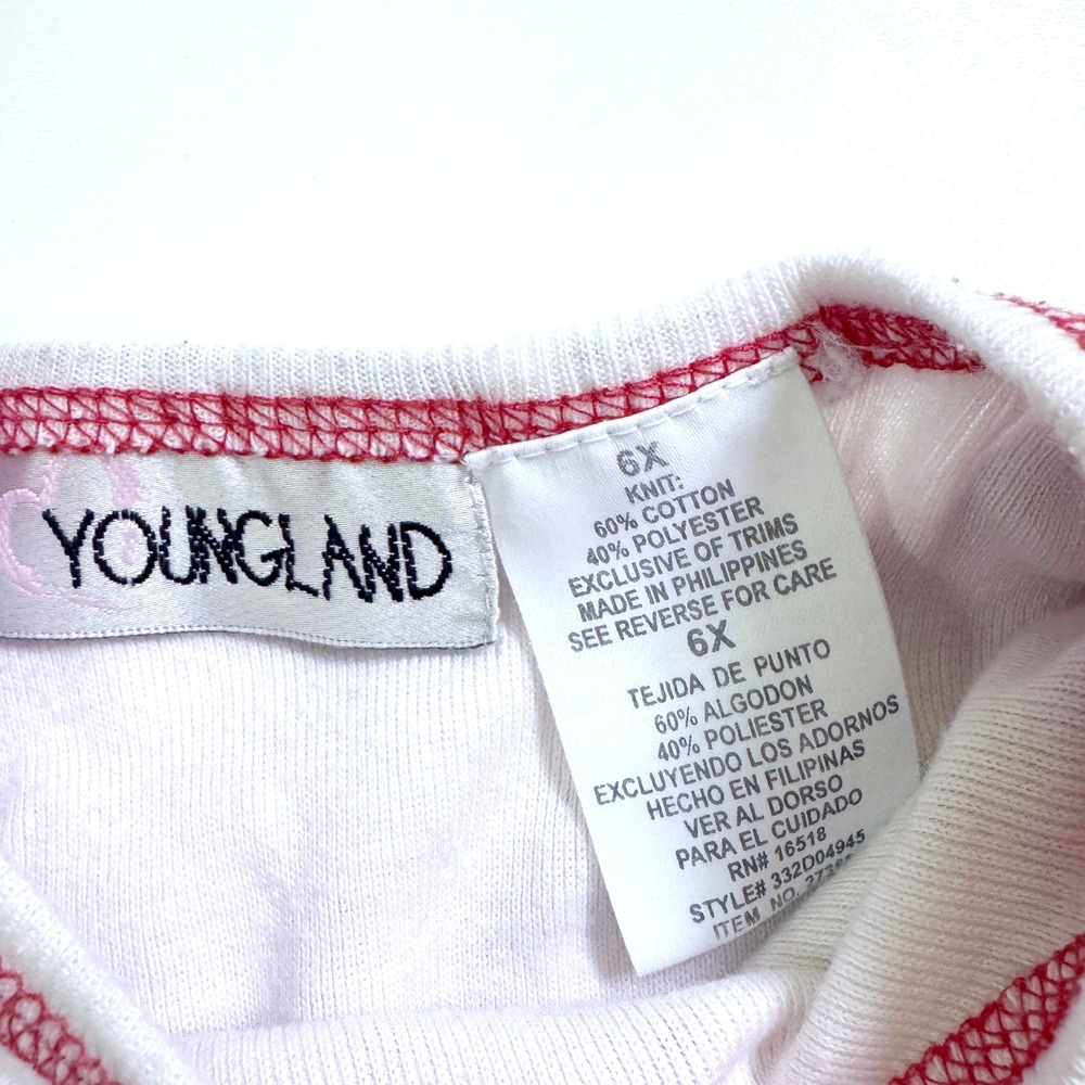 Vintage 90's Y2K Layered T-Shirt Dress Girls 6X Red Floral Lettuce EdgeJumper - Picture 3 of 5